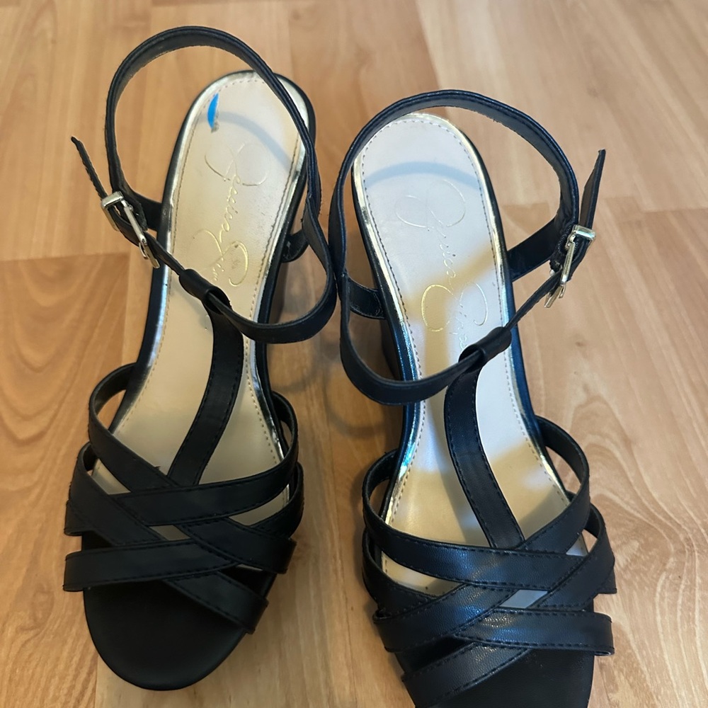 Jessica Simpson Black Wedge Shoes Size 6 1/2